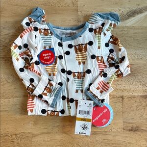 Magnetic Me Striped Bear Print Baby Onesie